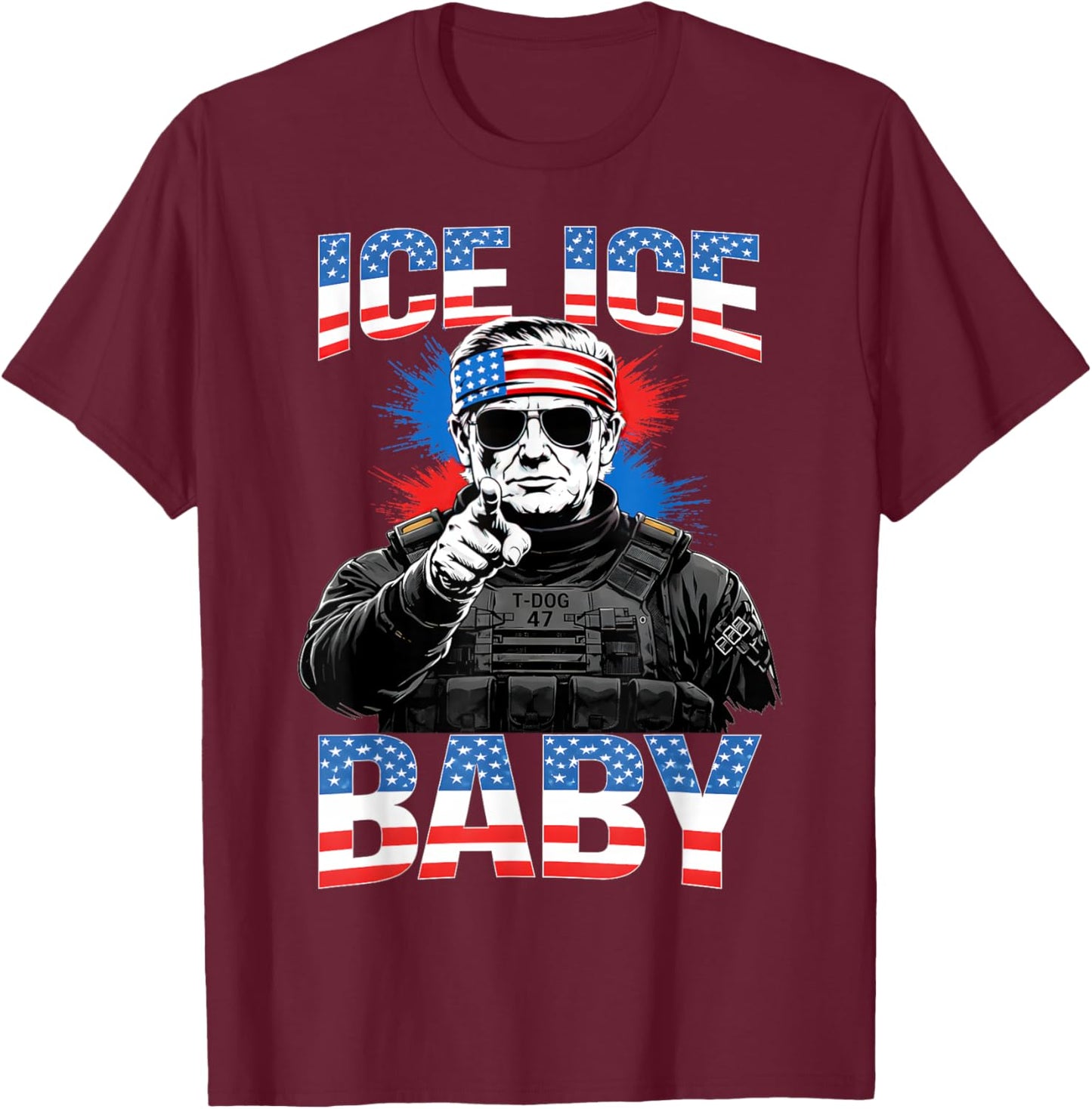 Vintage Ice Ice Baby Funny Trump T-Shirt - T-Shirt | Maroon