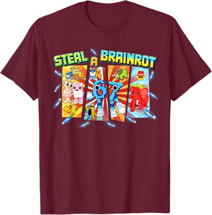 Steal A Brainrot Funny 67 Six Seven Meme Gifts for Boys Kids T-Shirt - T-Shirt | Maroon