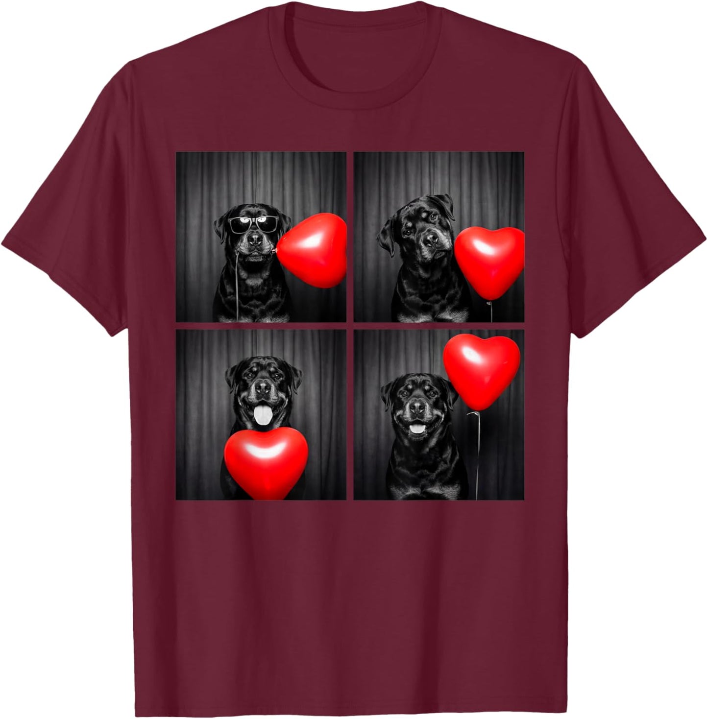 Rottweiler Photobooth Rottie Dog Valentines Design T-Shirt - T-Shirt | Maroon