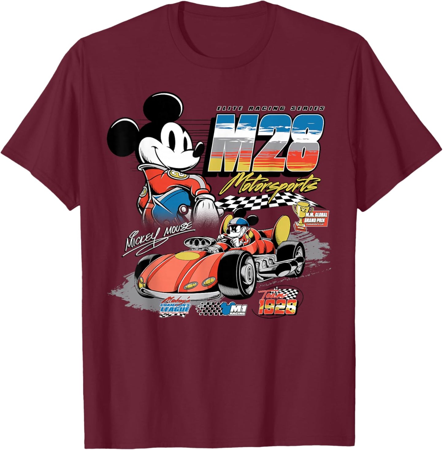 Disney Mickey and Friends M28 Motorsports Global Grand Prix T-Shirt - T-Shirt | Maroon