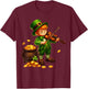 Cute Leprechaun Violin St Patricks Day Violinist Boys Kids T-Shirt - T-Shirt | Maroon