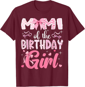 Mimi of The Birthday Girl Pink Coquette Bow Family T-Shirt - T-Shirt | Maroon