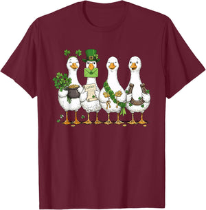St Patrick's Day Goose Lucky Shamrock Silly Saint Patrick's T-Shirt - T-Shirt | Maroon