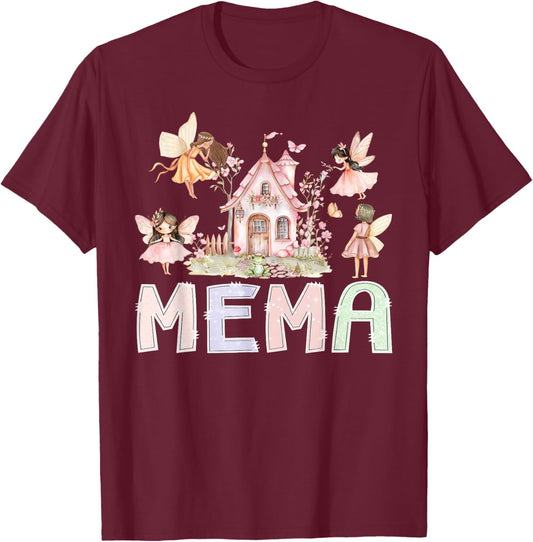 Fairy Mema Magical Floral Birthday Girl Fairytale Matching T-Shirt - T-Shirt | Maroon