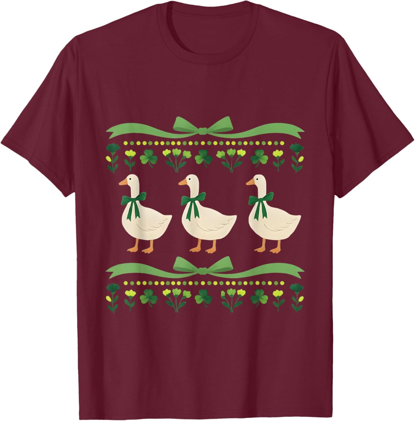 para Saint Patricks Goose St Patrick's Day Lucky St Coquette T-Shirt - T-Shirt | Maroon