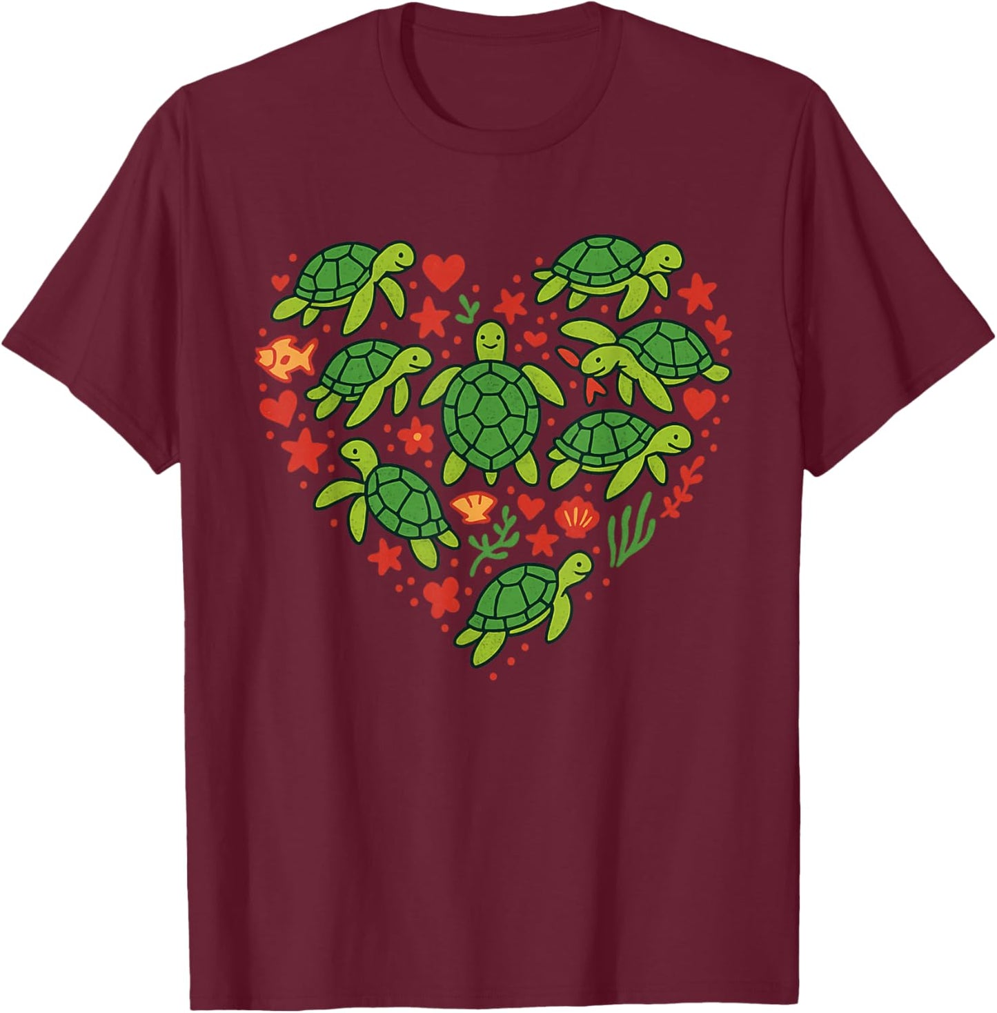 Sea Turtle Heart Valentines Day Lover Save T-Shirt - T-Shirt | Maroon