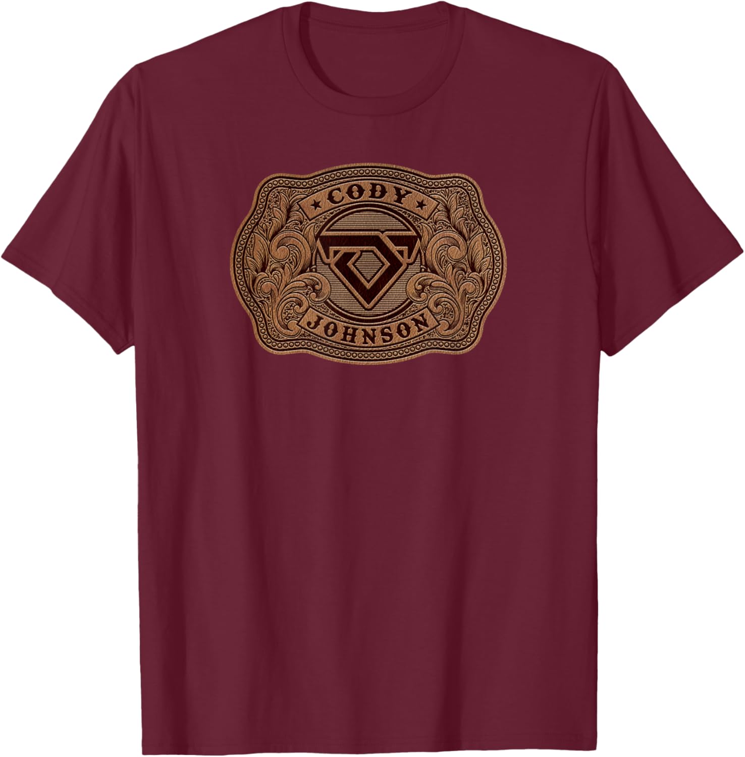 Leather Buckle T-Shirt - T-Shirt | Maroon
