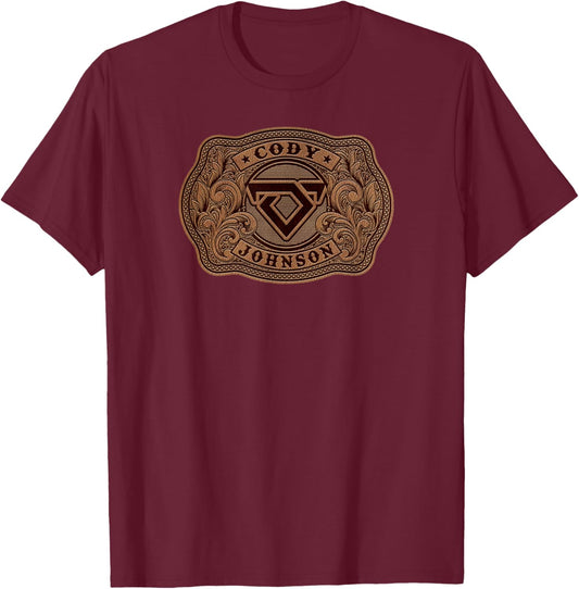Leather Buckle T-Shirt - T-Shirt | Maroon