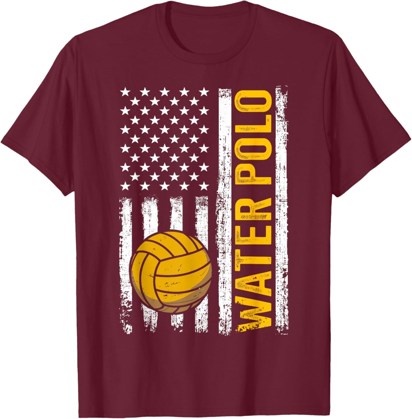 Water Polo American Flag Patriotic T-Shirt - T-Shirt | Maroon