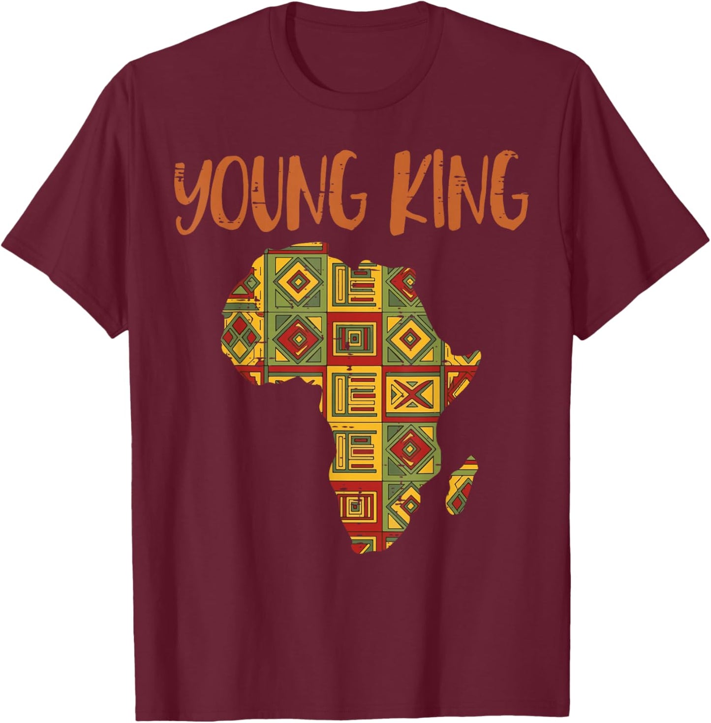 Black History Young King Africa Map African Boys Kids Men T-Shirt - T-Shirt | Maroon
