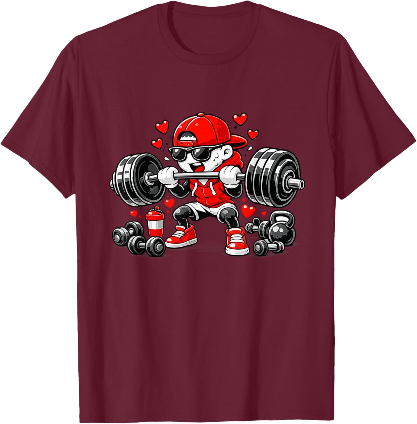 Gym is My Valentine Valentine's Day Drip Icecream Team T-Shirt - T-Shirt | Maroon