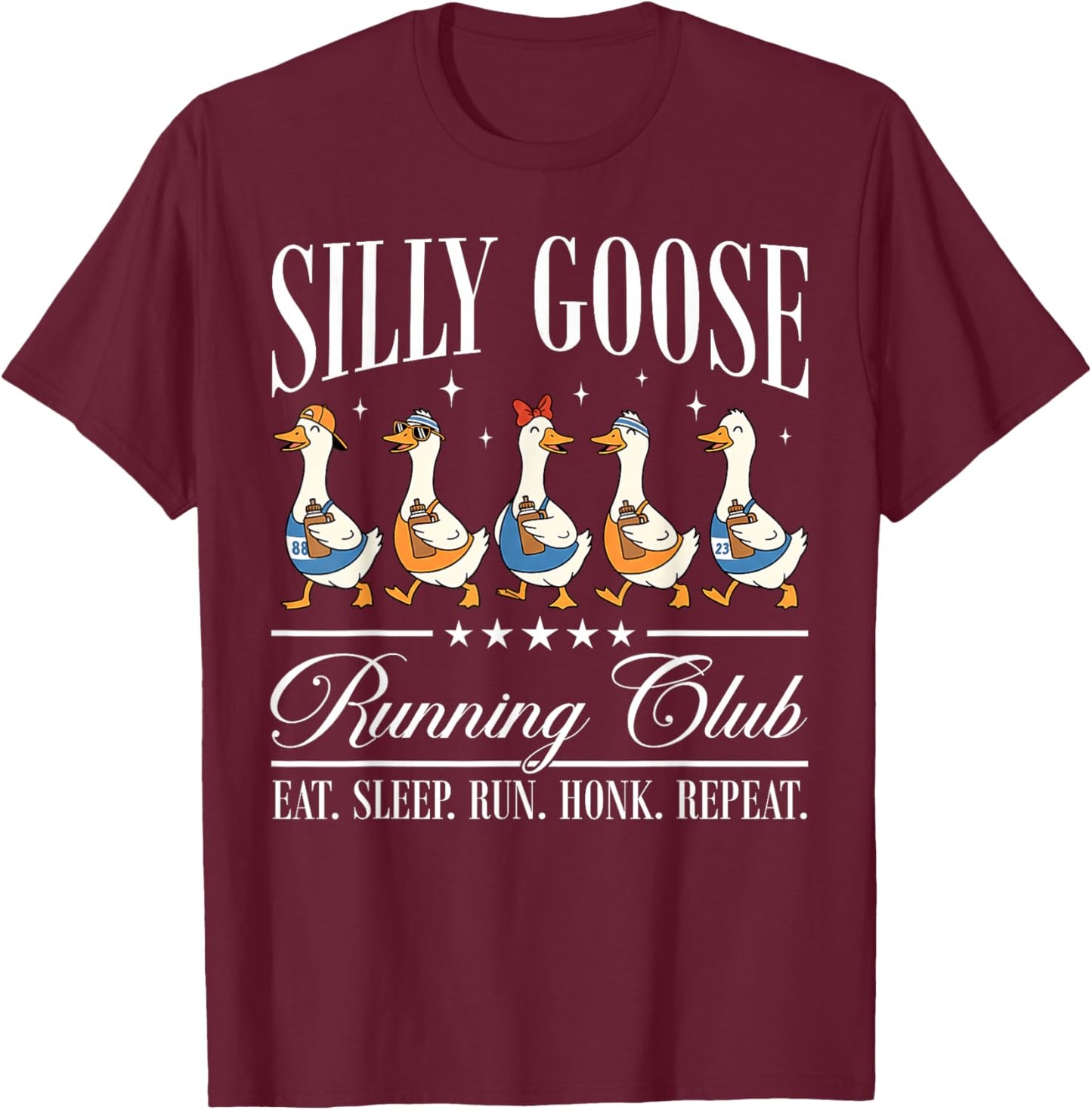 Silly Goose Running Club Funny Goose Runner Marathon Running T-Shirt - T-Shirt | Maroon