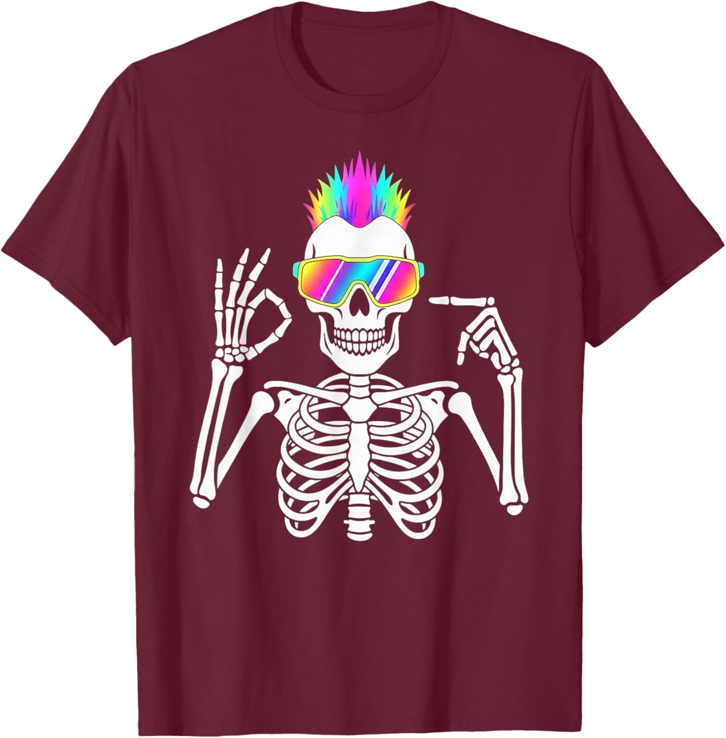 67 Skeleton Gen Alpha Funny Six Seven Halloween Meme T-Shirt - T-Shirt | Maroon