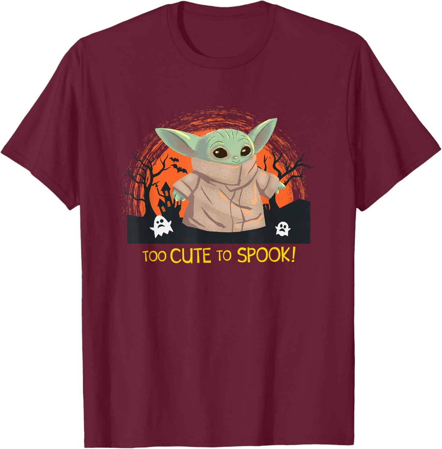 Star Wars The Mandalorian Grogu Too Cute To Spook Halloween T-Shirt - T-Shirt | Maroon