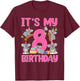 8 Year Old Birthday Girl 8th Birthday Koala Theme Party T-Shirt - T-Shirt | Maroon