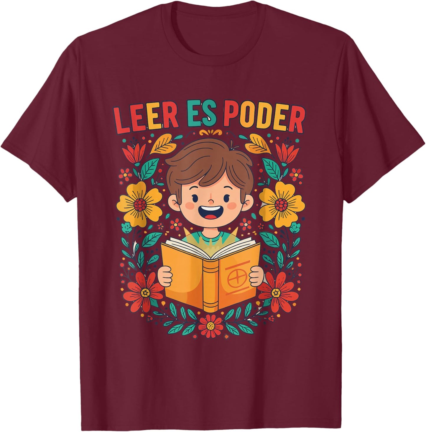 Funny Spanish Teacher Librarian Appreciation Leer ES Poder T-Shirt - T-Shirt | Maroon