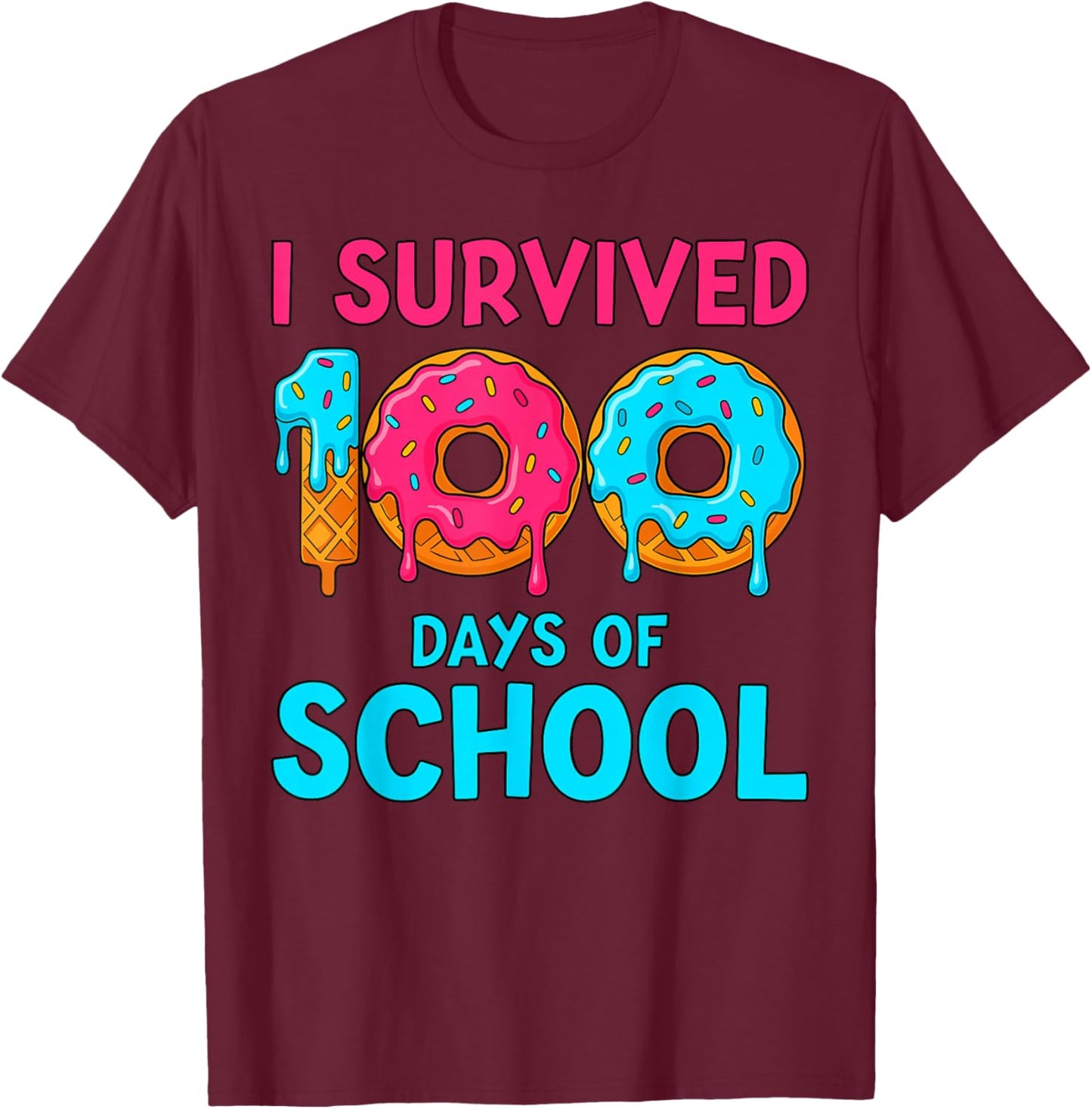 Boys 100 Days of School Shirt Drip 100th Day of School Boys T-Shirt - T-Shirt | Maroon