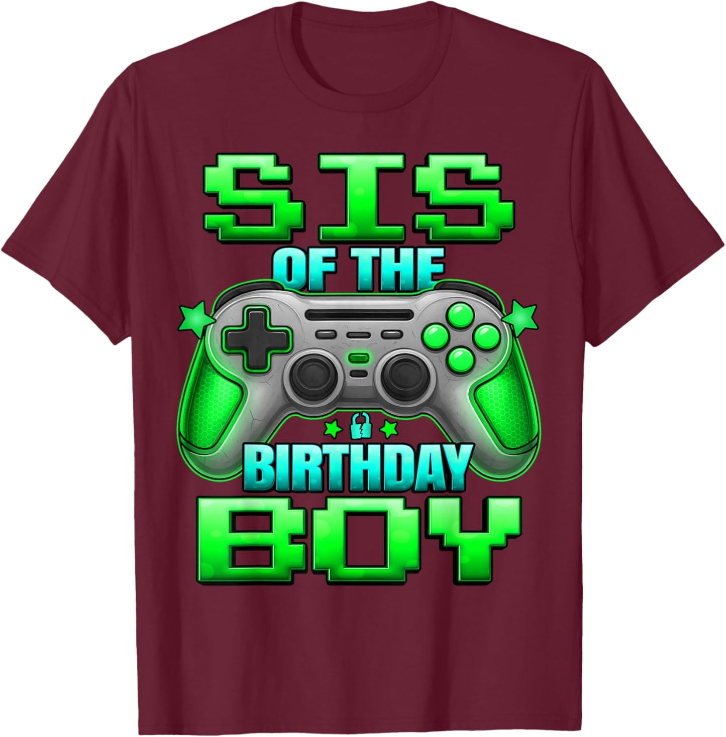 Sister of The Birthday Boy Matching Family Lil Sister T-Shirt - T-Shirt | Maroon