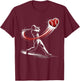 Valentines Day Baseball Batter Silhouette Heart T-Shirt - T-Shirt | Maroon