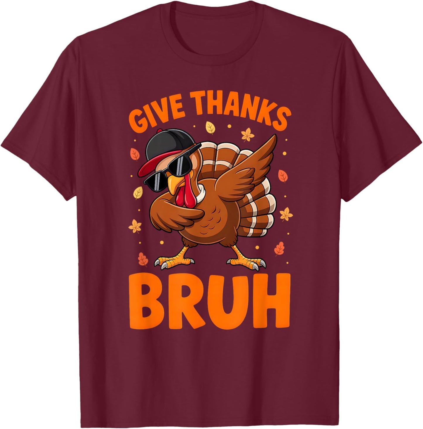 Bruh Thanksgiving Dabbing Turkey Pilgrim Costume Boys Kids T-Shirt - T-Shirt | Maroon
