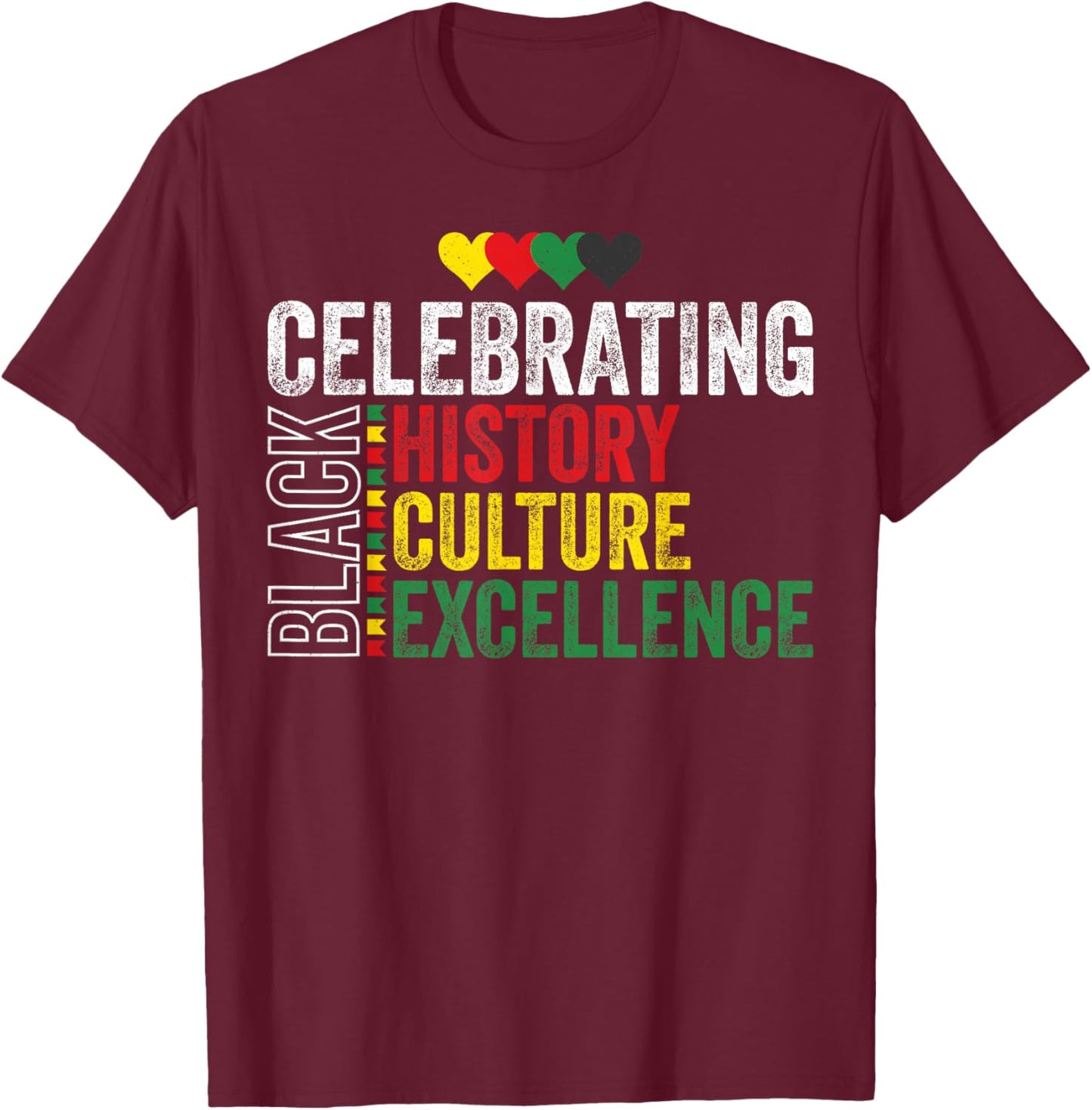 Celebrating Black History Month Afro African Men Women Kids T-Shirt - T-Shirt | Maroon