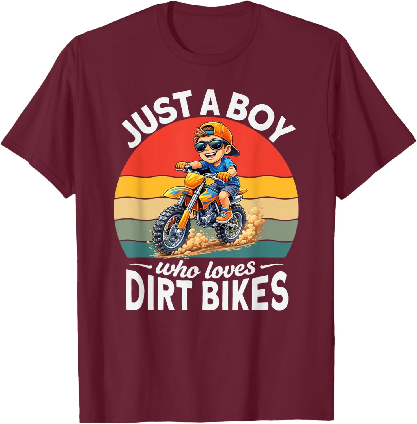 Just a Boy who Loves Dirt Bikes Motocross Enduro Kids Boys T-Shirt - T-Shirt | Maroon