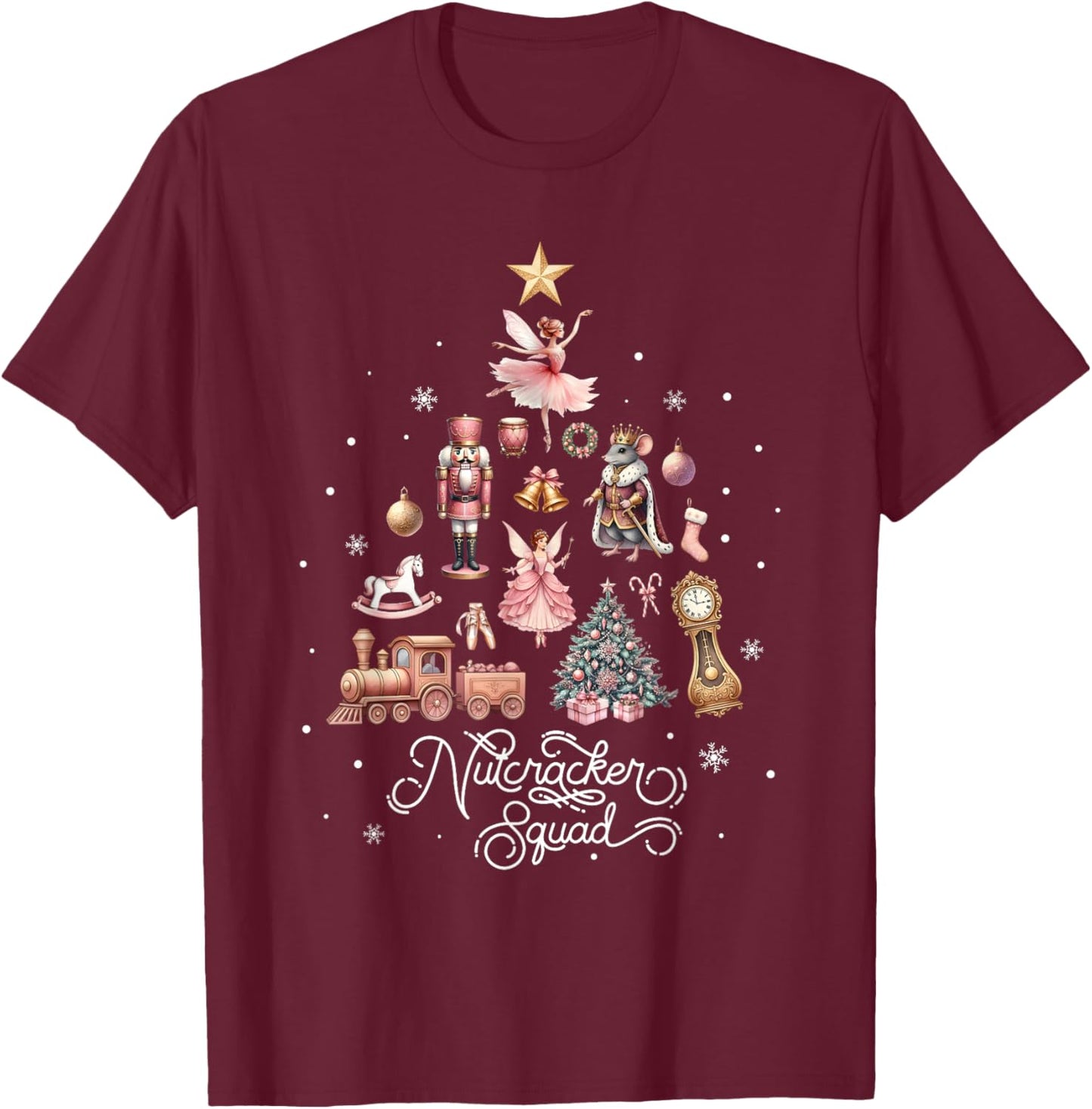 Christmas Nutcracker Squad Ballet Dance Women Kids Girls T-Shirt - T-Shirt | Maroon