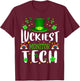 Luckiest Monitor Tech St Patricks Day Leprechaun T-Shirt - T-Shirt | Maroon