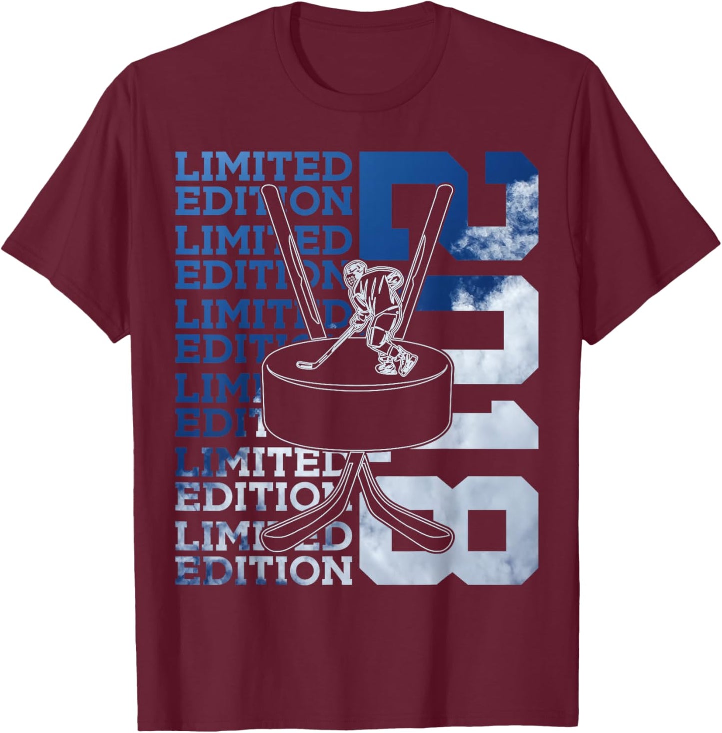 Limited Edition 2018 ICE Hockey 8TH Birthday T-Shirt - T-Shirt | Maroon