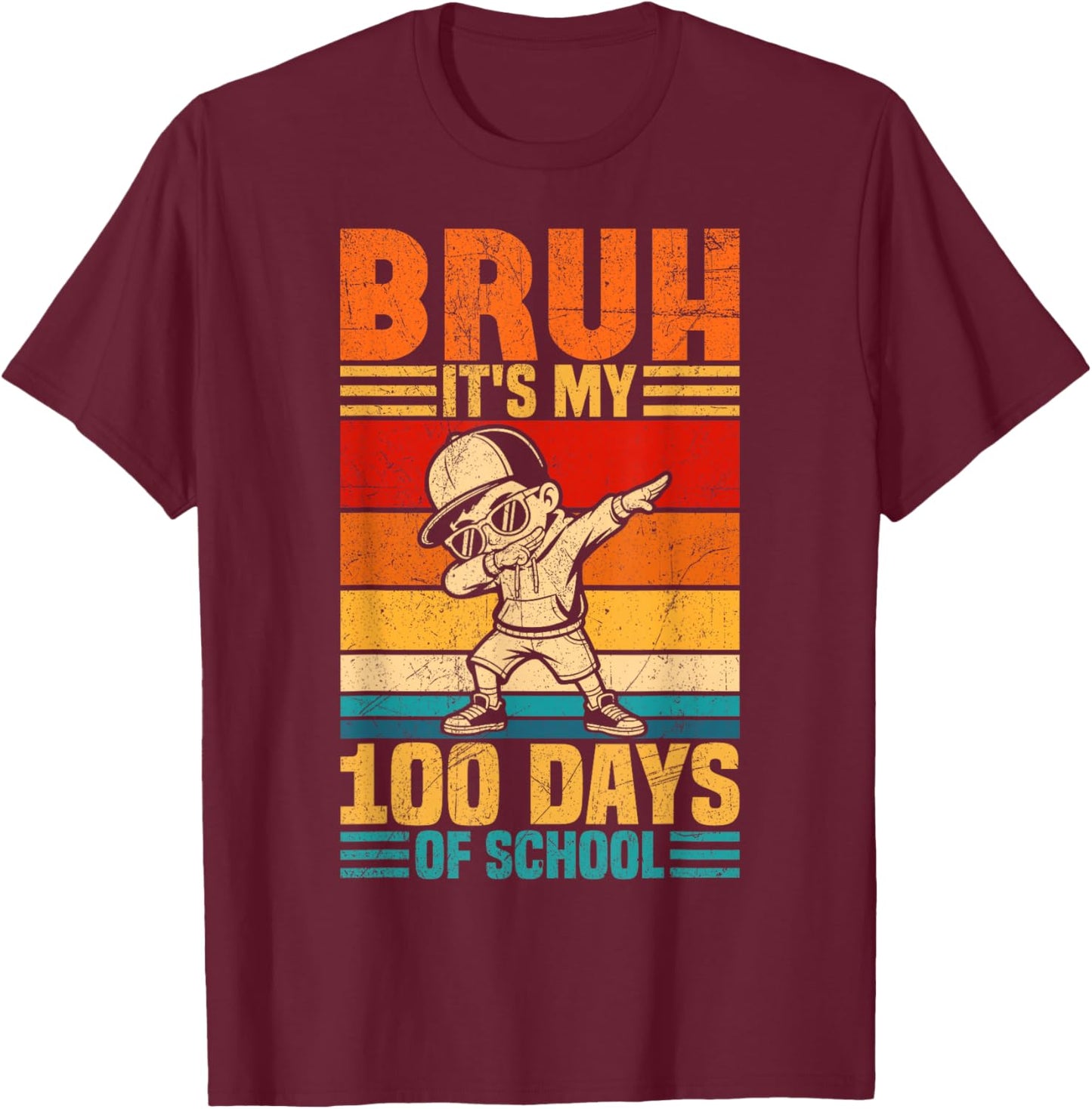 100 Days of School Boys 100th Day of School Kids T-Shirt - T-Shirt | Maroon
