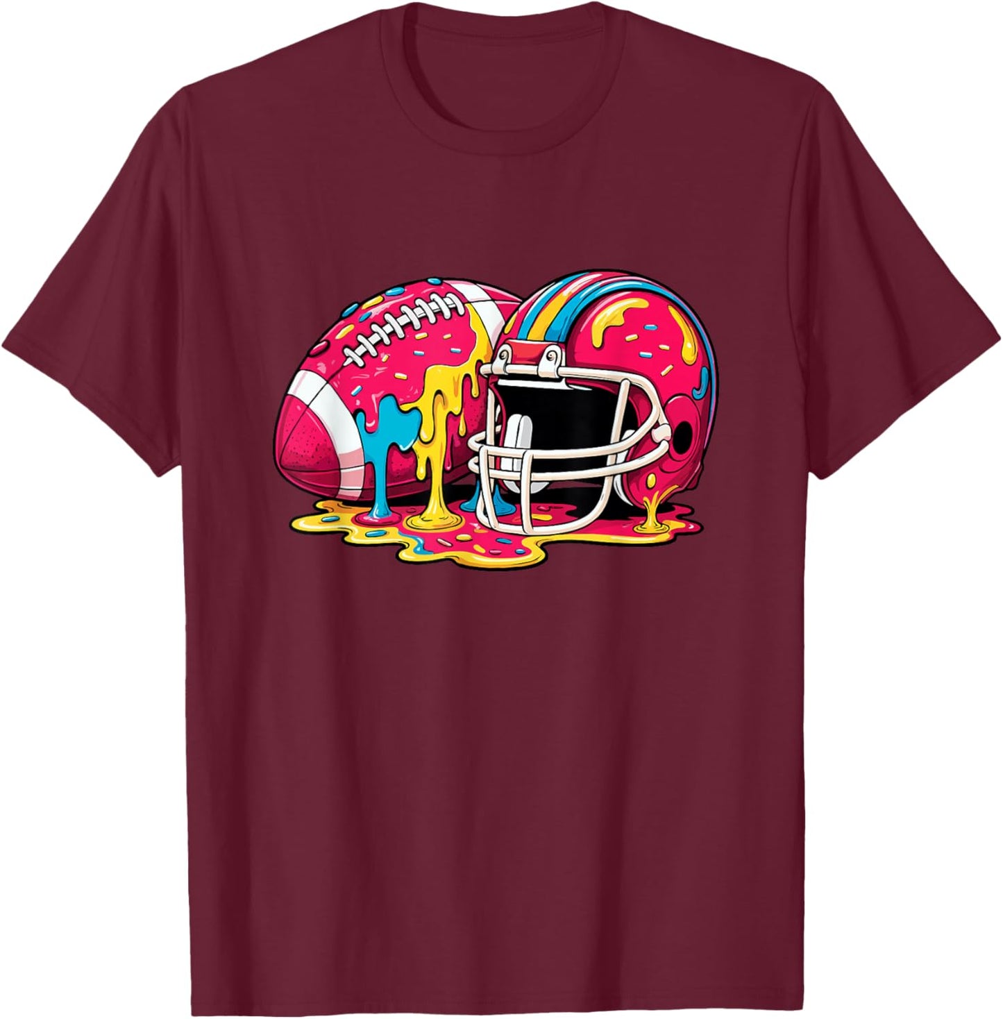 Football Drip for Boys Ice Cream Dripping Teen Football T-Shirt - T-Shirt | Maroon