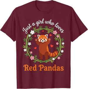 Just A Girl Who Loves Red Pandas Cute Zoo Animal Bamboo T-Shirt - T-Shirt | Maroon