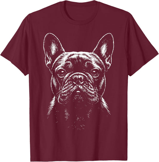 French Bulldog Illustration T-Shirt - T-Shirt | Maroon