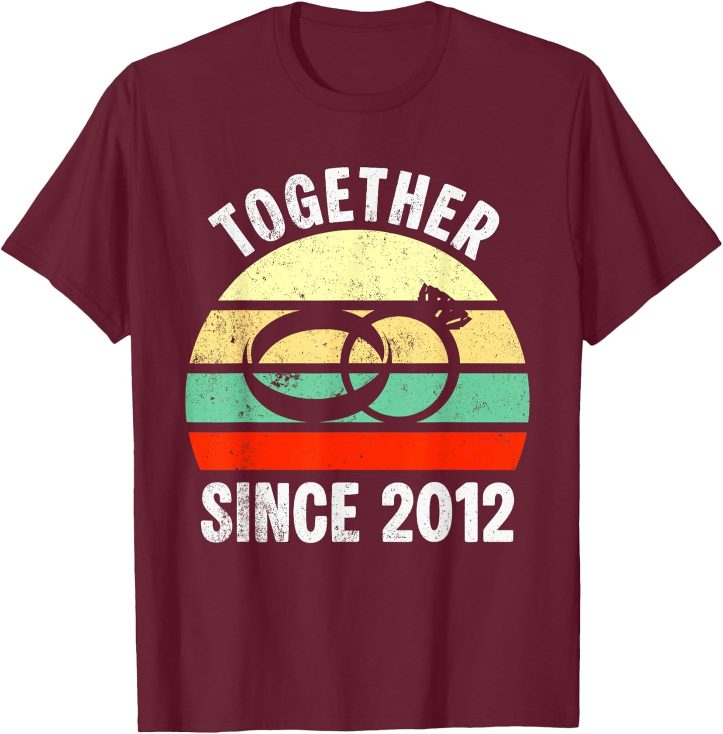 Together Since 2012 Vintage Romance 14th Wedding Anniversary T-Shirt - T-Shirt | Maroon