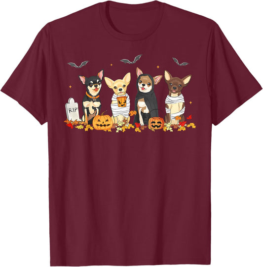 Halloween Chihuahua Ghost Spooky Chihuahua Lovers Dog Mama T-Shirt - T-Shirt | Maroon