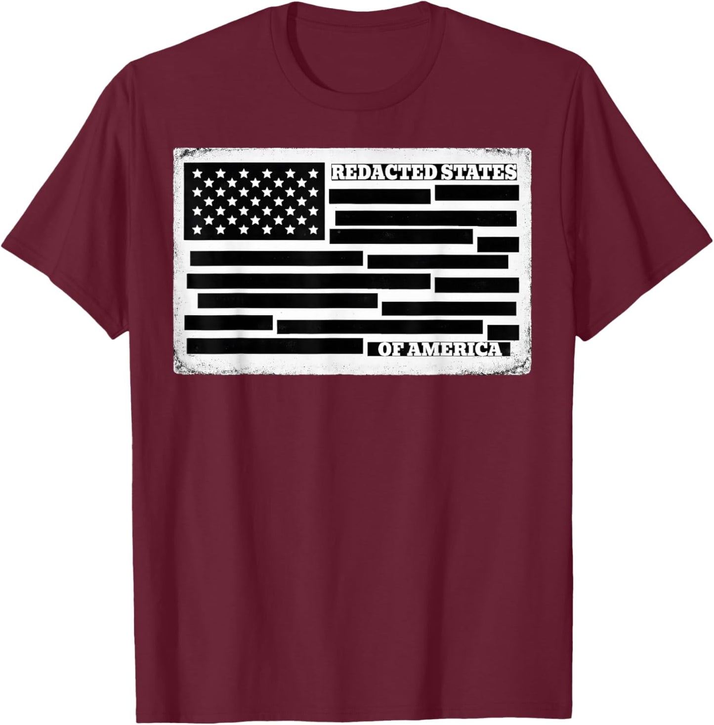 Redacted Files Censored Document American Flag United States T-Shirt - T-Shirt | Maroon