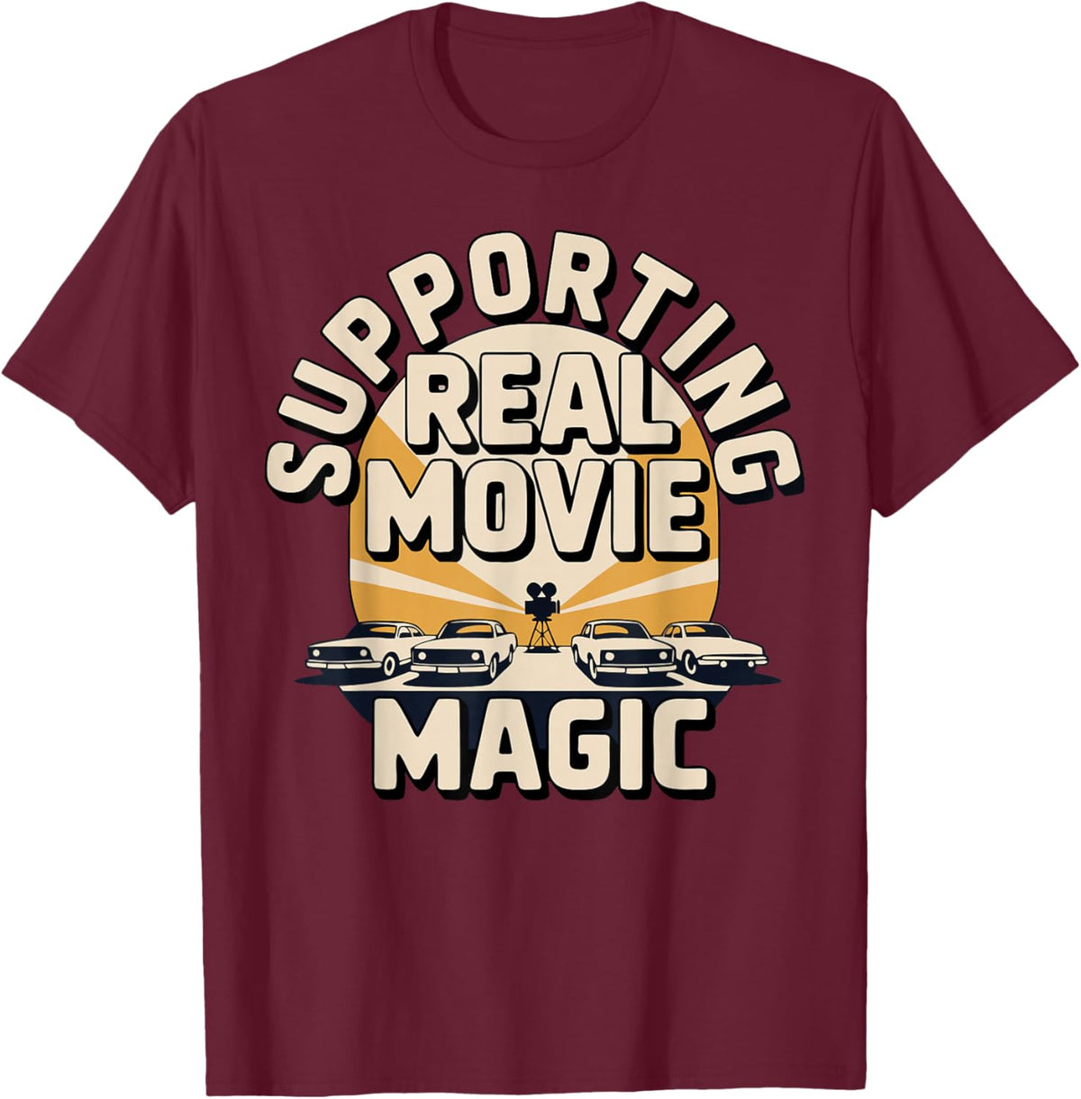 Drive-in Movie Supporter Retro Film Drive-in Cinema T-Shirt - T-Shirt | Maroon