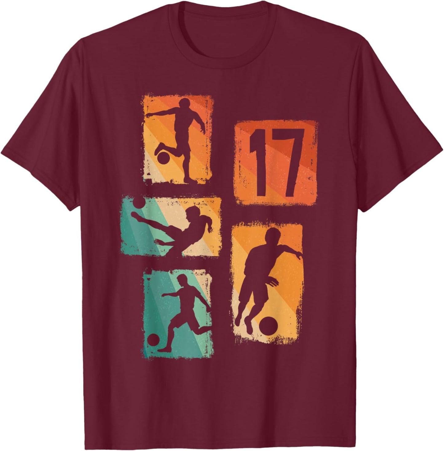 17th Birthday Boy Girl Soccer Player Football 17 Years Old T-Shirt - T-Shirt | Maroon