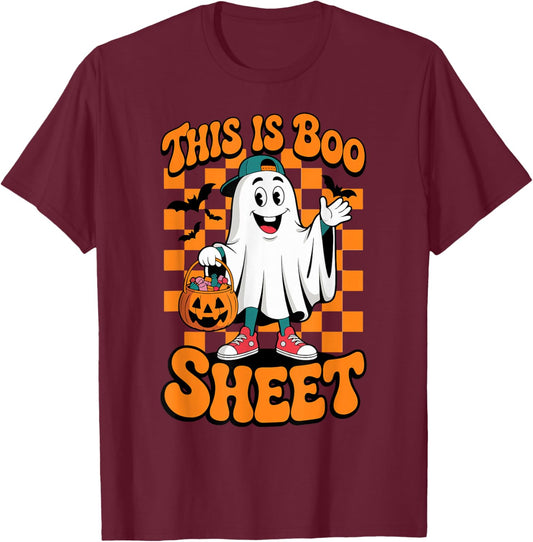This is Boo Sheet Funny Halloween Ghost Baseball Cap Toddler T-Shirt - T-Shirt | Maroon