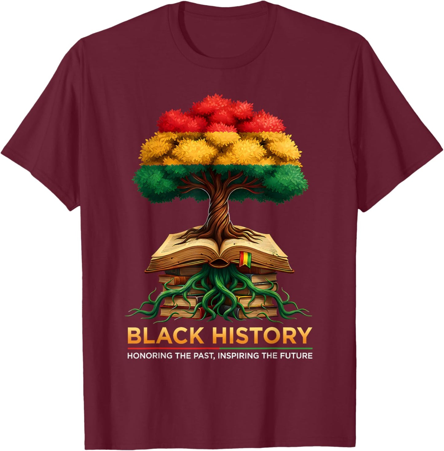 Honoring Past Inspiring Future Men Women Black History Month T-Shirt - T-Shirt | Maroon