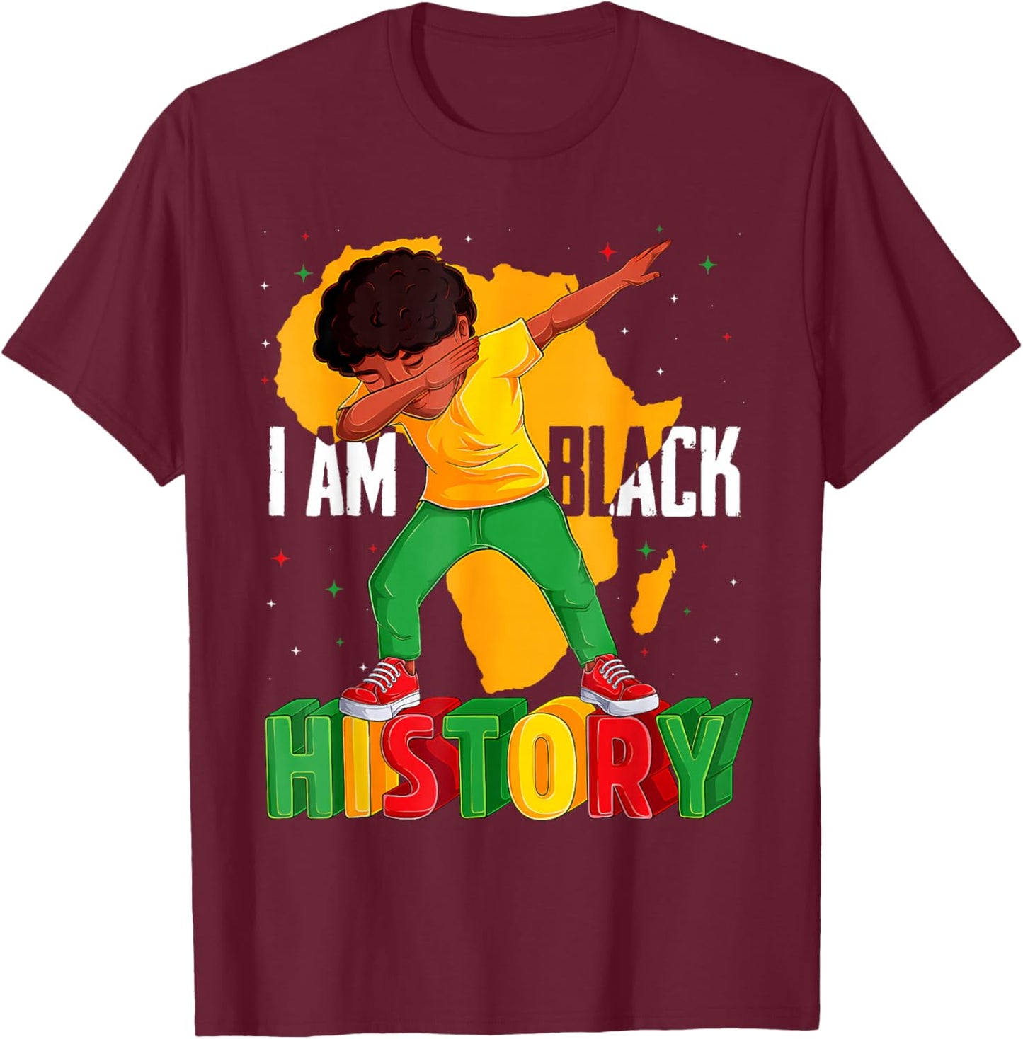 I Am Black History Kids Boys Men Black History Month T-Shirt - T-Shirt | Maroon