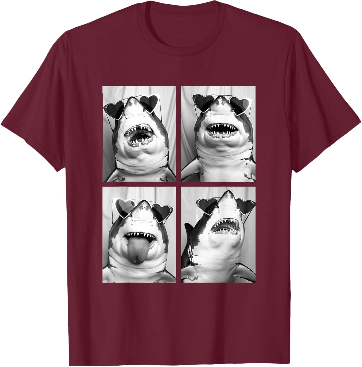 Cute Sharks with Hearts Sunglasses Funny Valentine's Day T-Shirt - T-Shirt | Maroon