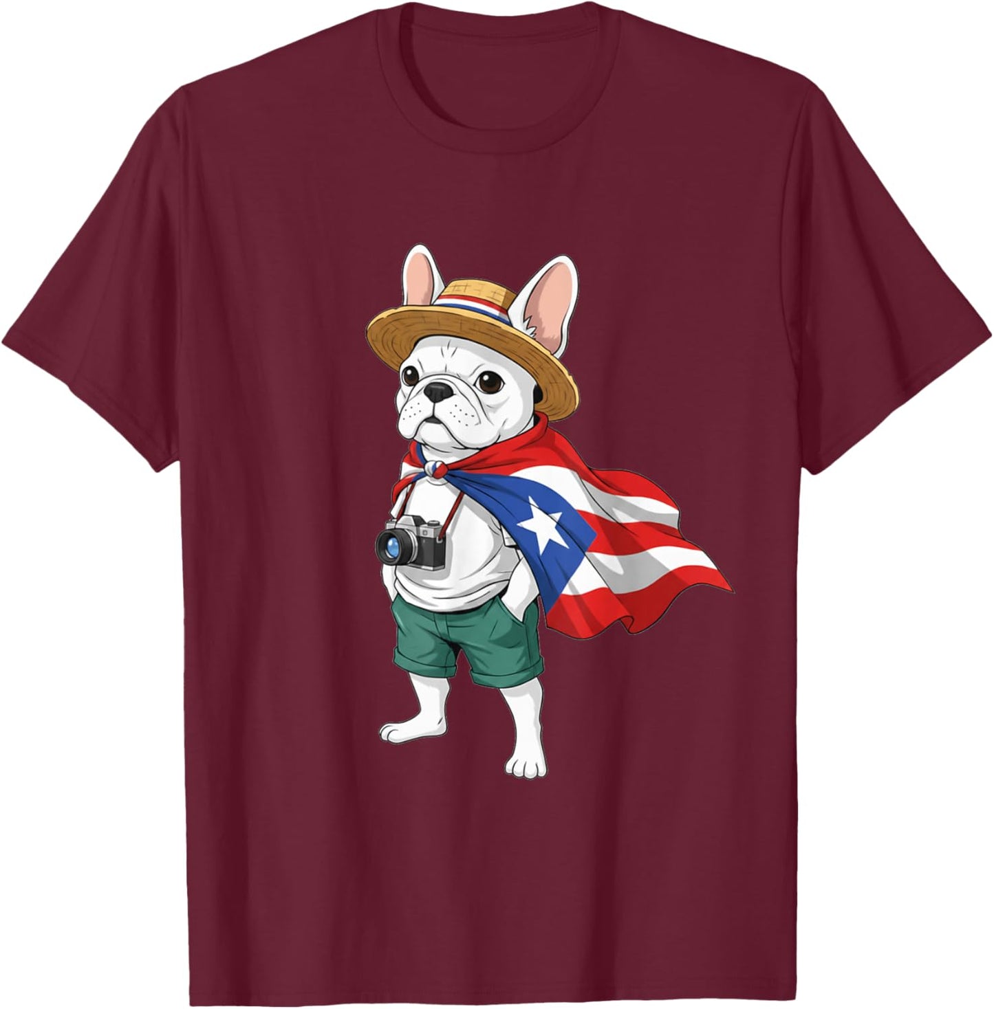 French Bulldog Puerto Rico Flag Rican Taino Boricua Kids T-Shirt - T-Shirt | Maroon