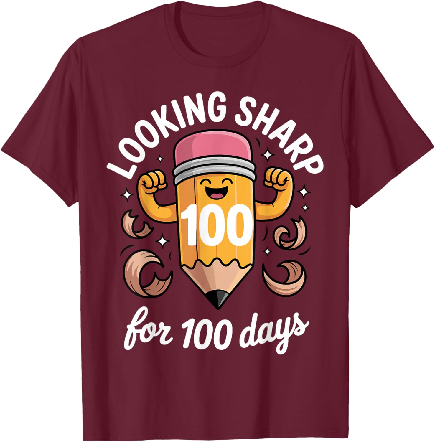 Looking Sharp for 100 Days of School T-Shirt - T-Shirt | Maroon