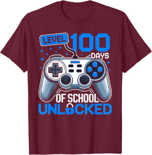100 Days of School Video Game Gamer Boys 100th Day of School T-Shirt - T-Shirt | Maroon