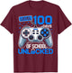 100 Days of School Video Game Gamer Boys 100th Day of School T-Shirt - T-Shirt | Maroon