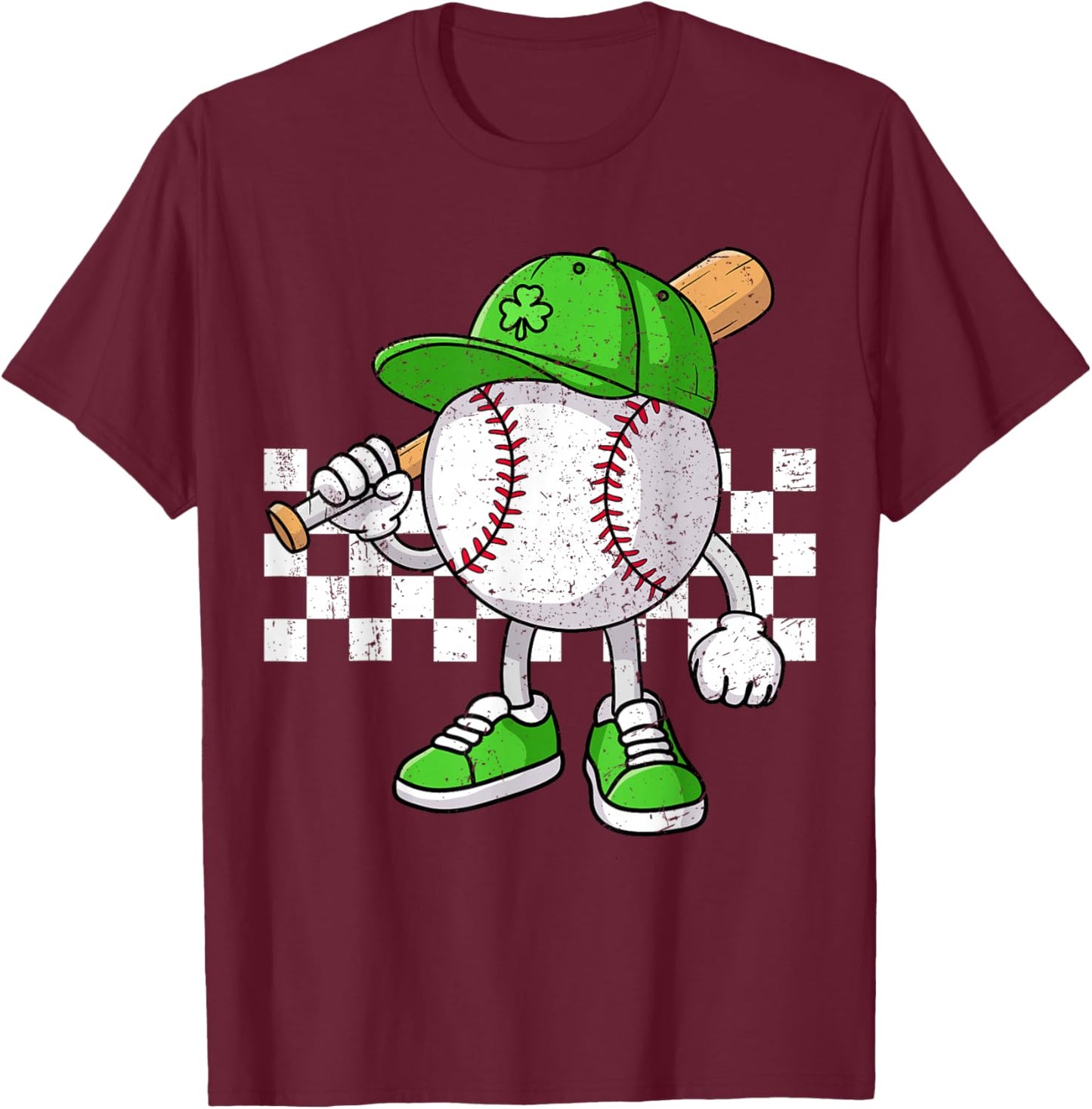 Boys St Patricks Day Baseball Player Pitcher Coach Kids T-Shirt - T-Shirt | Maroon