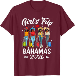 Bahamas Girls Trip 2026 Birthday Squad Women Vacation T-Shirt - T-Shirt | Maroon