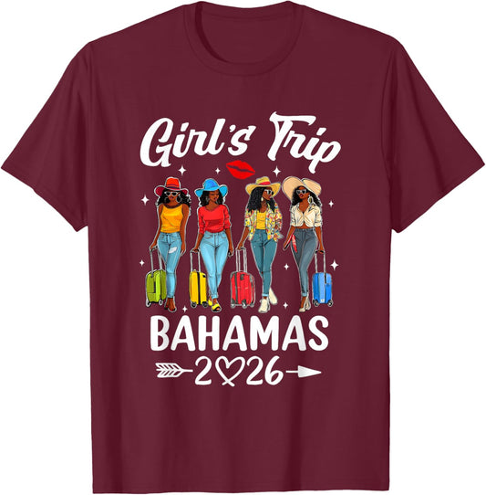 Bahamas Girls Trip 2026 Birthday Squad Women Vacation T-Shirt - T-Shirt | Maroon