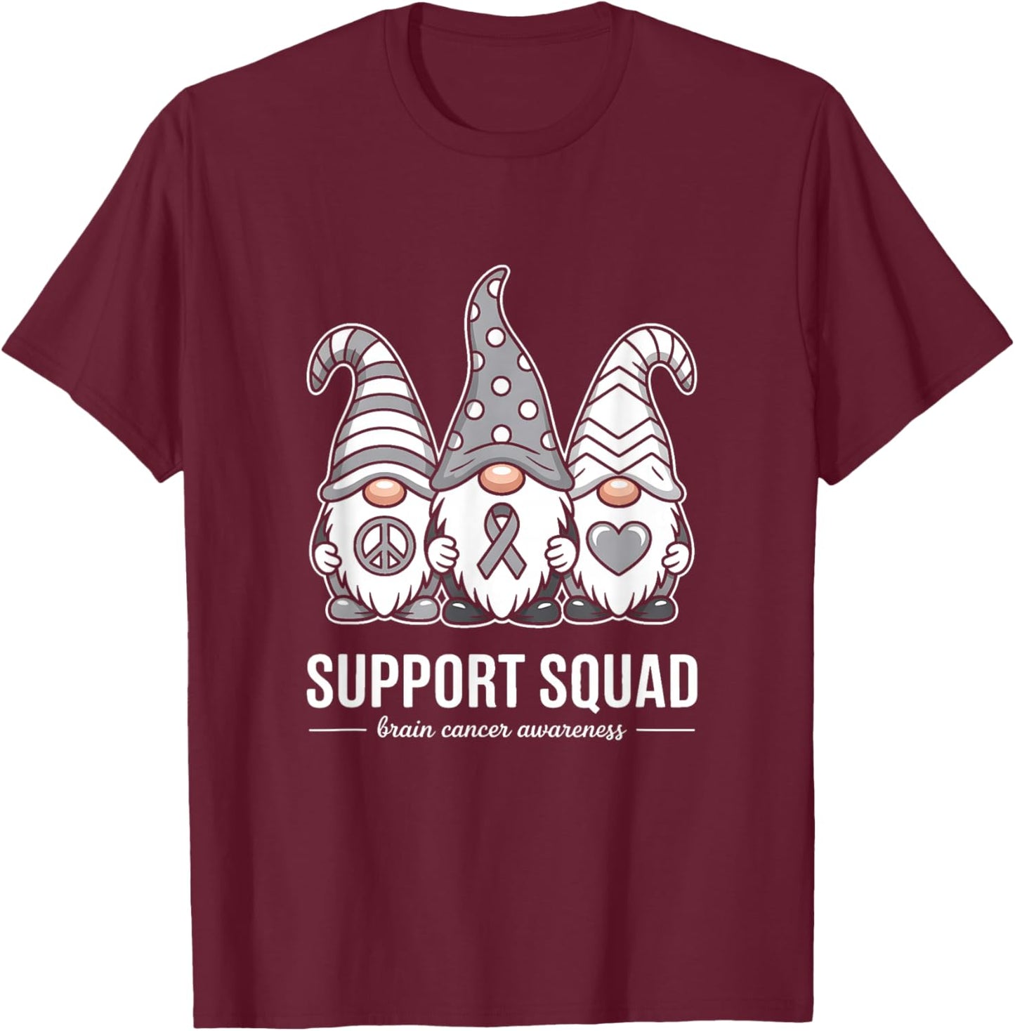Support Squad Brain Cancer Ribbon T-Shirt - T-Shirt | Maroon